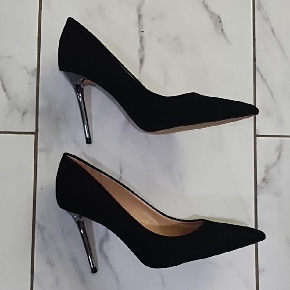 Zara Black Heels with Silver Accents